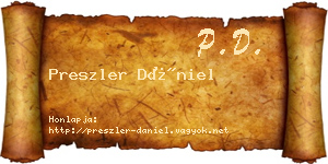 Preszler Dániel névjegykártya